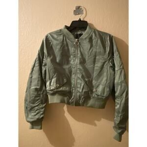 Love Tree Bomber Jacket Womens S Army Green Full Zip